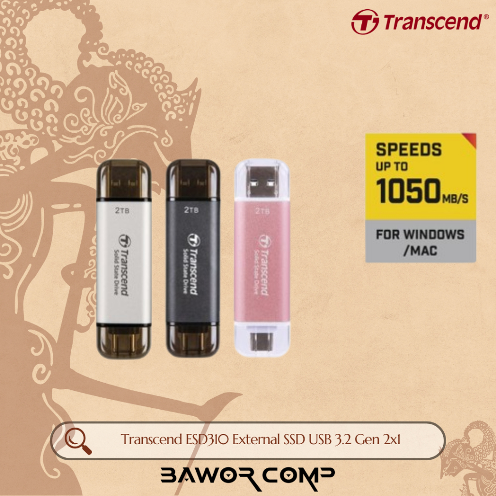 Transcend ESD310 External SSD 256GB / 512GB / 1TB / 2TB USB 3.2 Gen 2x1 Type C (USB 10Gbps) - C-Blac