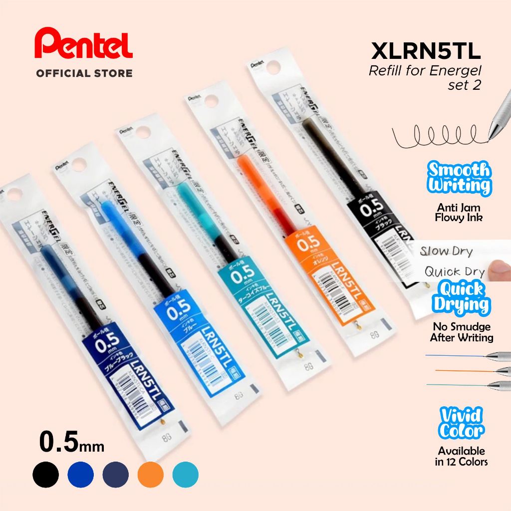 

Refill Pentel for Energel Pen Pulpen 0.5mm - XLRN5TL Set 2 | Isi Ulang Pulpen | Gel Pen | Warna