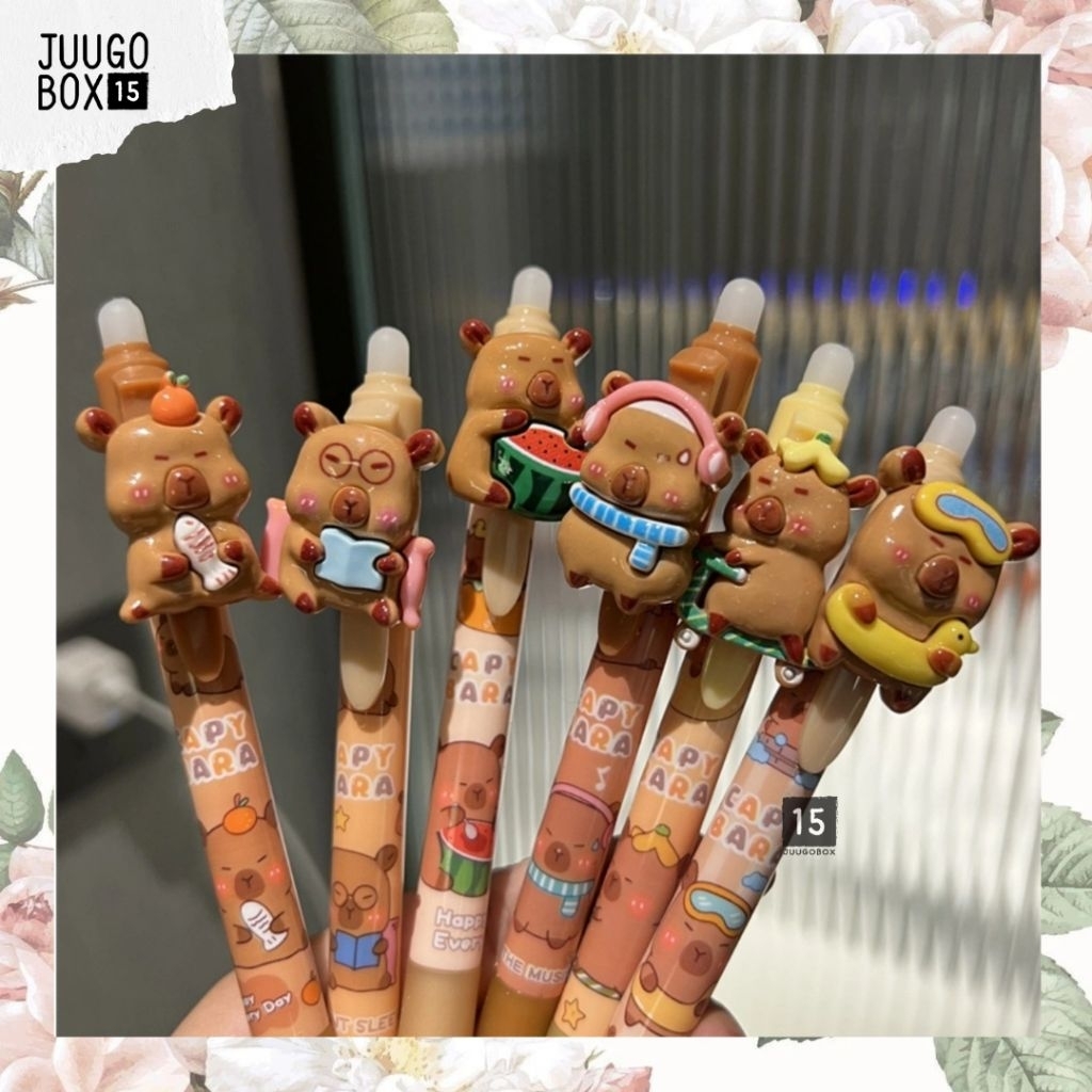 

READY INSTANT - CAPYBARA BALLPOINT Capibara Jennie Pen Cute White Funny Pulpen Lucu Tinta hitam Stationery Anak Sekolah Alat Tulis