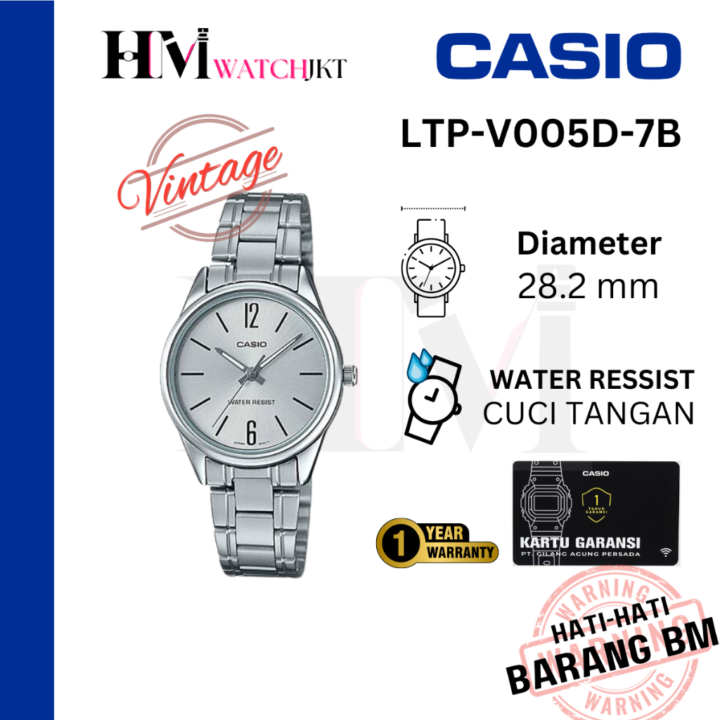 CASIO LTP-V005D-7BUDF Jam Tangan Wanita Original Analog Minimalis Antiair LTP-V005D-7B