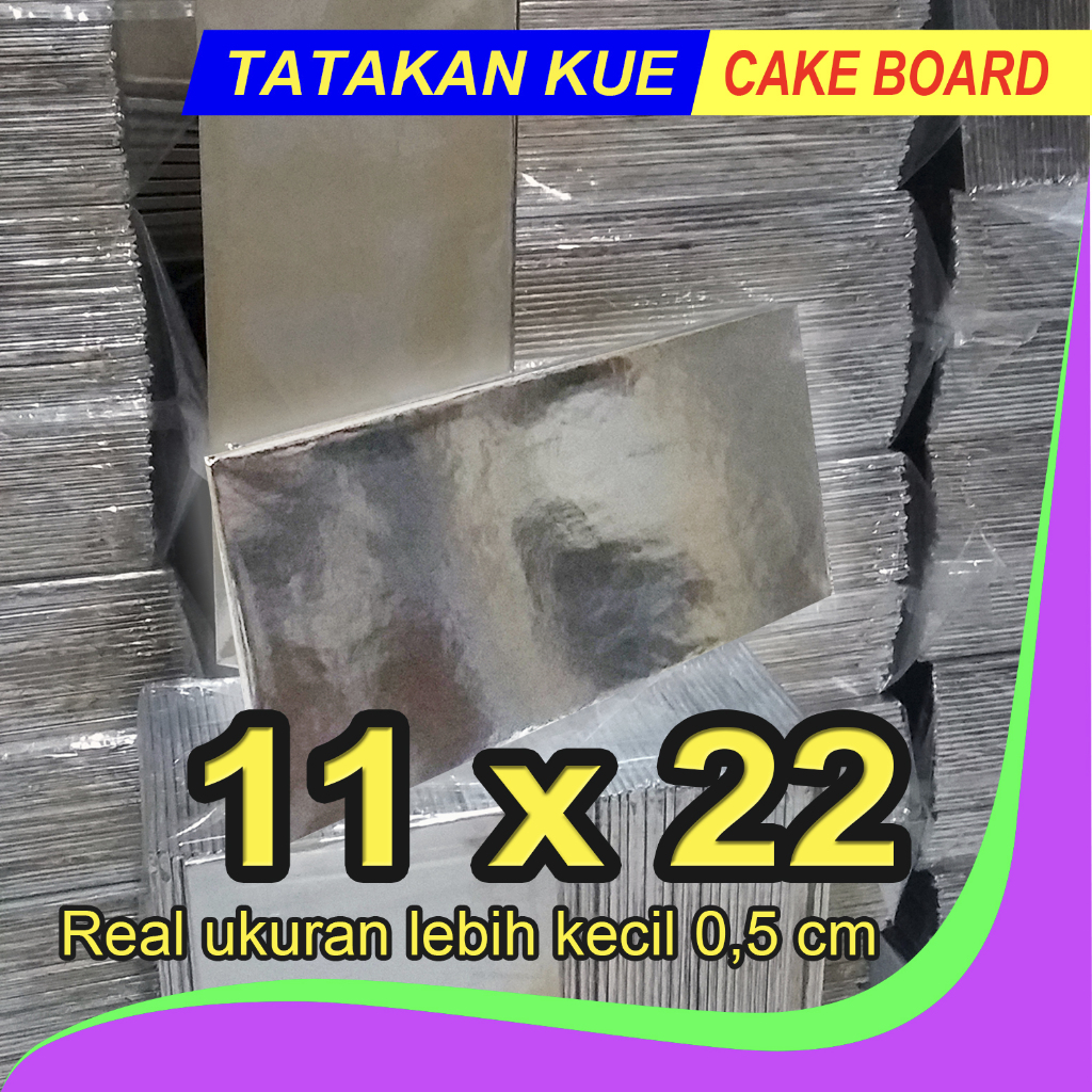 Tatakan kue 11x22 SILVER / Cake Board / 11x22 / Alas Brownis / Tatakan kue ulang tahun