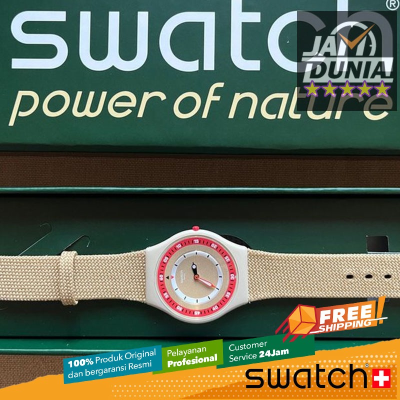 JAM TANGAN WANITA SWATCH ORIGINAL CLOTH BEIGE SKIN SWATCH SS09T102 SWATCH SS09T 102 JAM WANITA NG B0