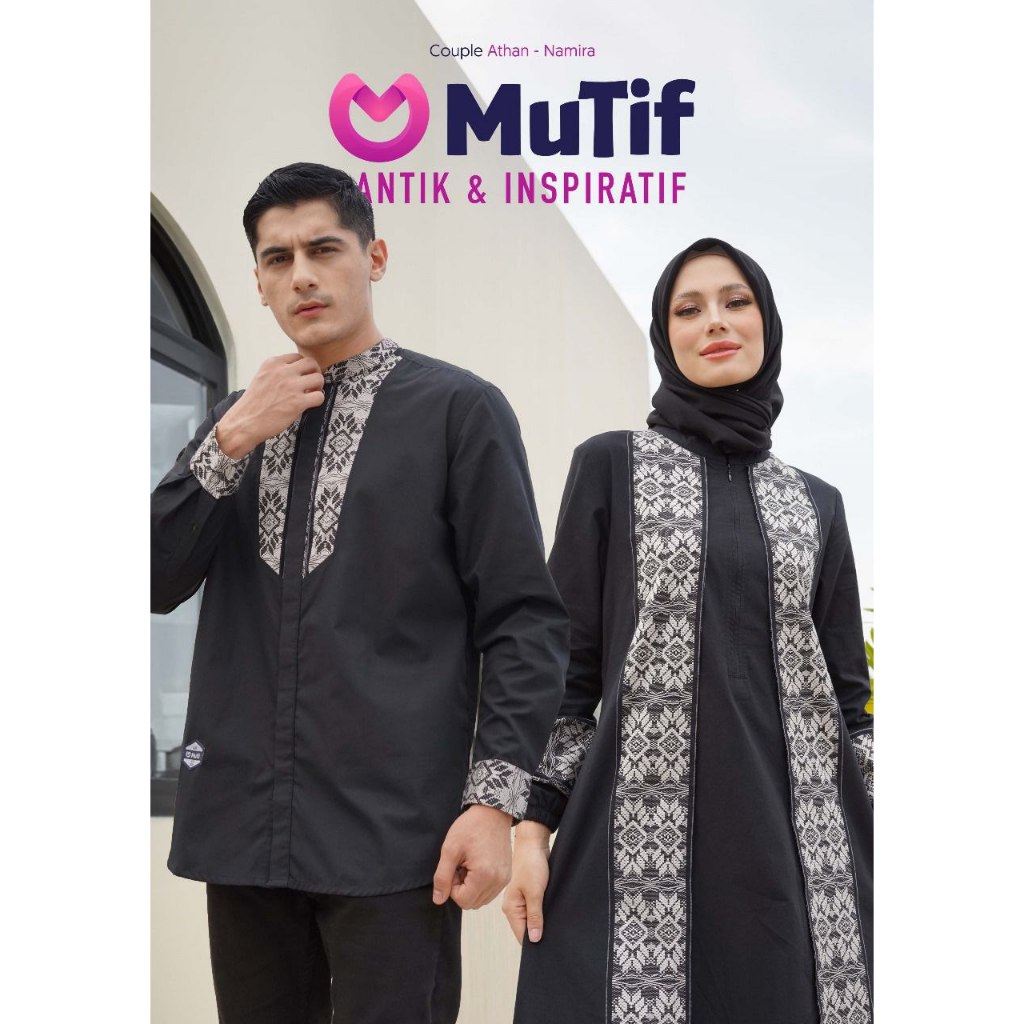 GAMIS MUTIF COUPLE  NAMIRA I ATHAN BLACK ETHNIC BRUKAT ORIGINAL I BEKASI COD