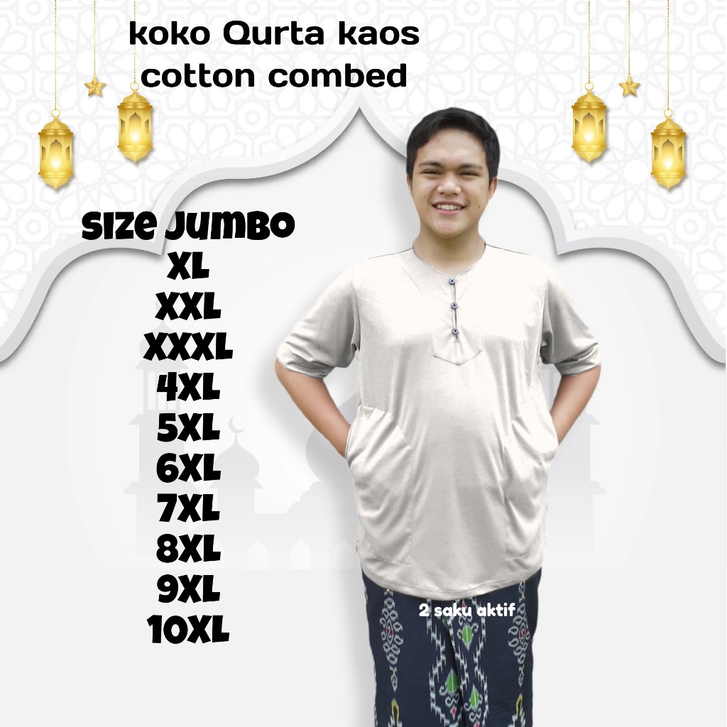 KOKO KURTA BAJU KOKO BIG SIZE JUMBO WARNA PUTIH