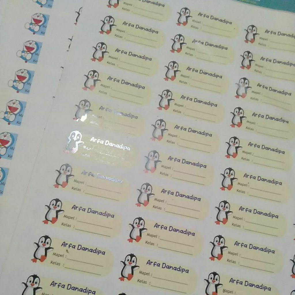 

stiker label nama mapel anak