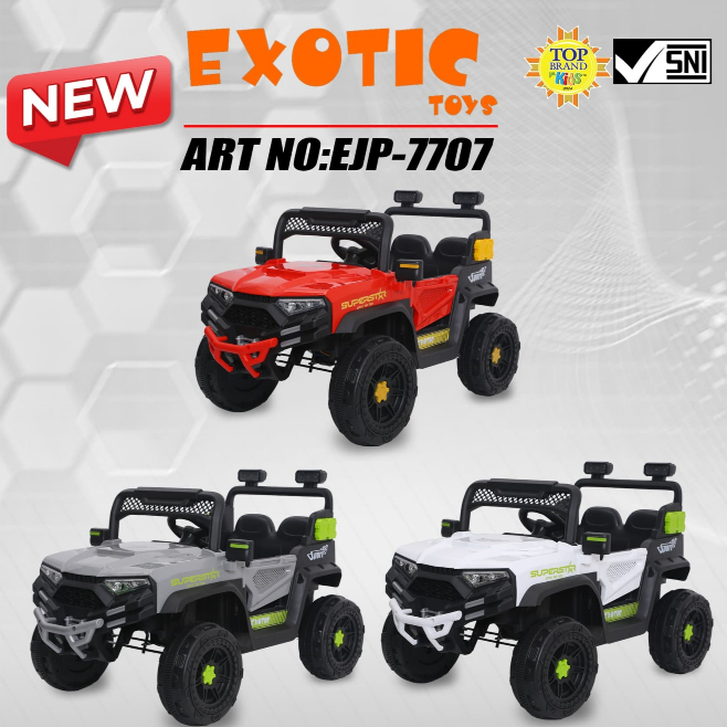 Mainan Anak Mobil Aki Jeep Exotic EJP 7707 Ban Plastik - EJP 7707+ Ban Eva