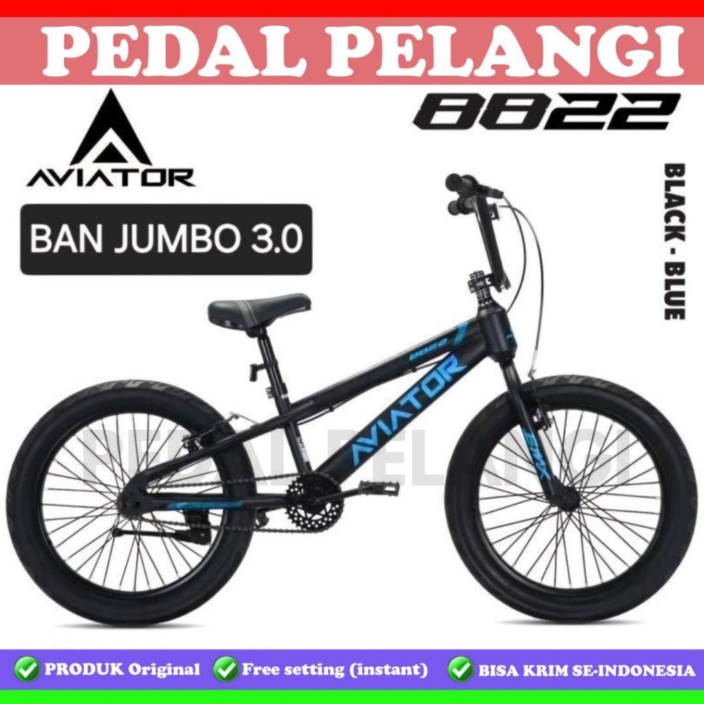Sepeda anak laki AVIATOR 8822 BMX 20 Inch Ban Jumbo 3.0