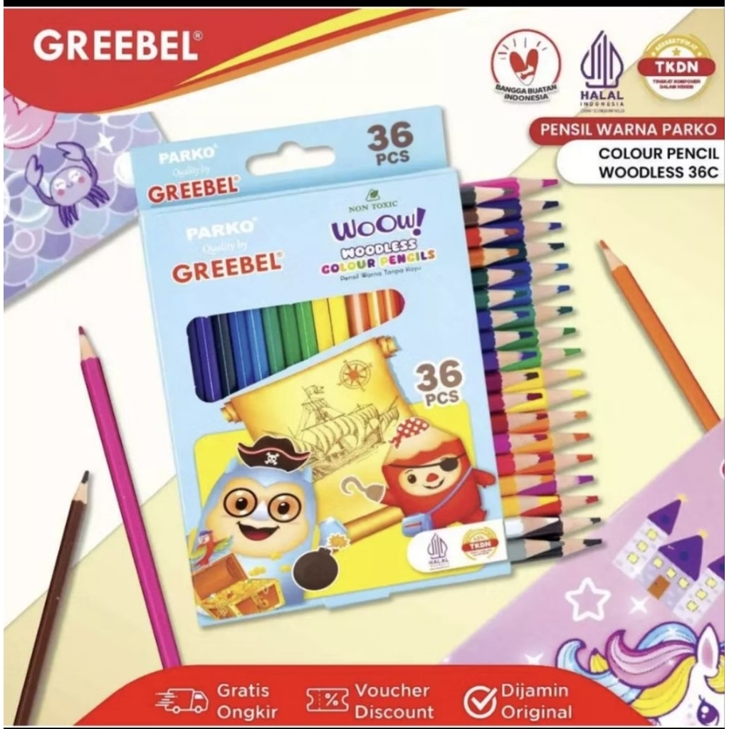 

Pensil Warna Colored Pencils Parko PWK-908 24 | 36 Warna ( Set ) [ Original ] Product By Greebel