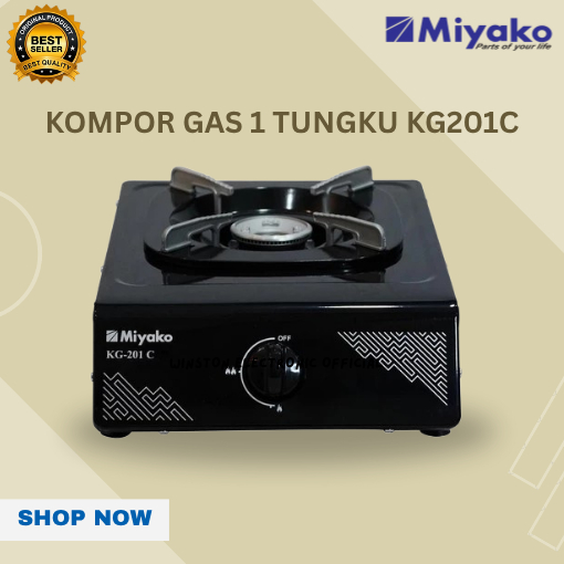 Miyako KG201C Kompor Gas 1 Tungku/KG-201-C/KG 201 C/KG 201C/KG201 C/MIYAKO ORIGINAL/BERGARANSI RESMI