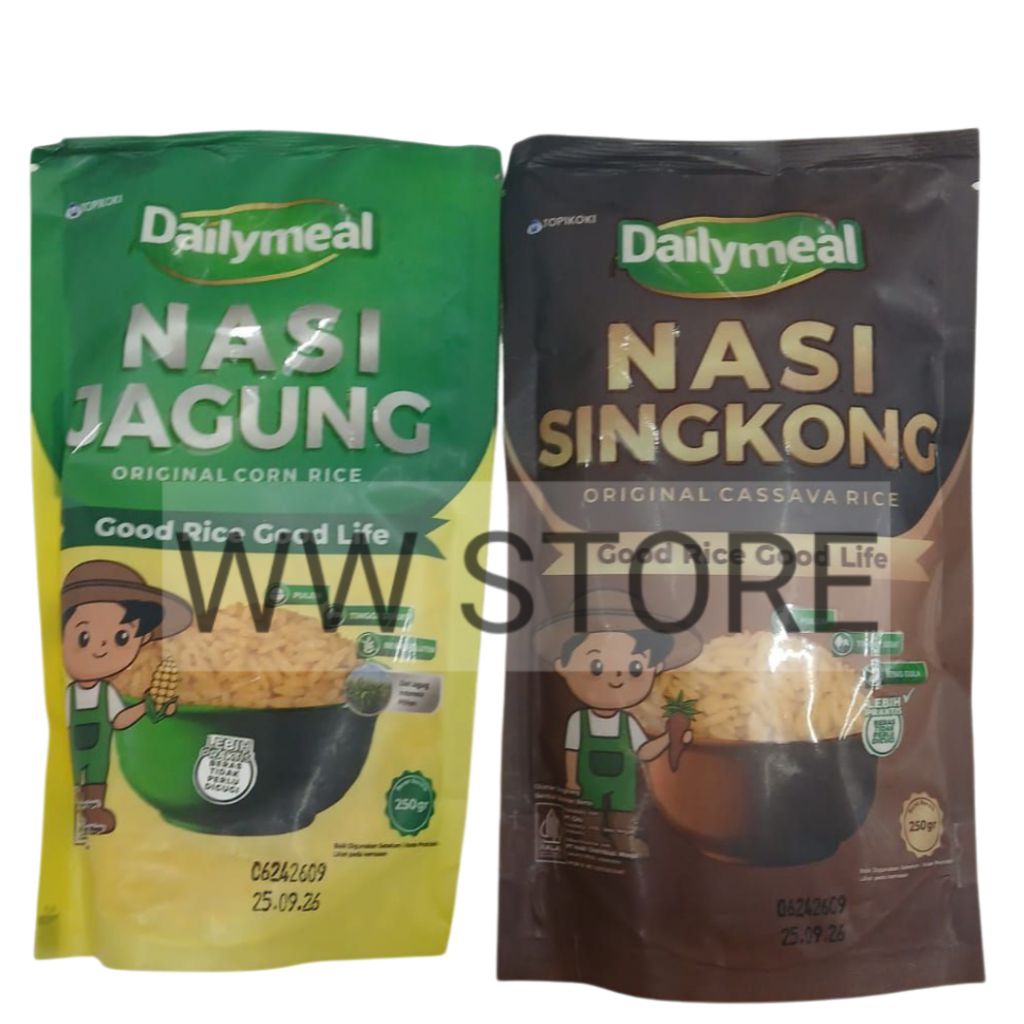 

Olahan bentuk beras PULEN TINGGI SERAT halaI MUI Bebas Gluten Free TOPIKOKI Dailymeal NASI SINGKONG JAGUNG 250g