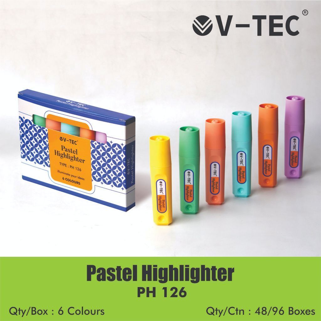 

V-Tec Highlighter Pastel Set 6 Warna PH-126 – Penanda Stabilo Warna Pastel Harga Grosir Bisa Cod