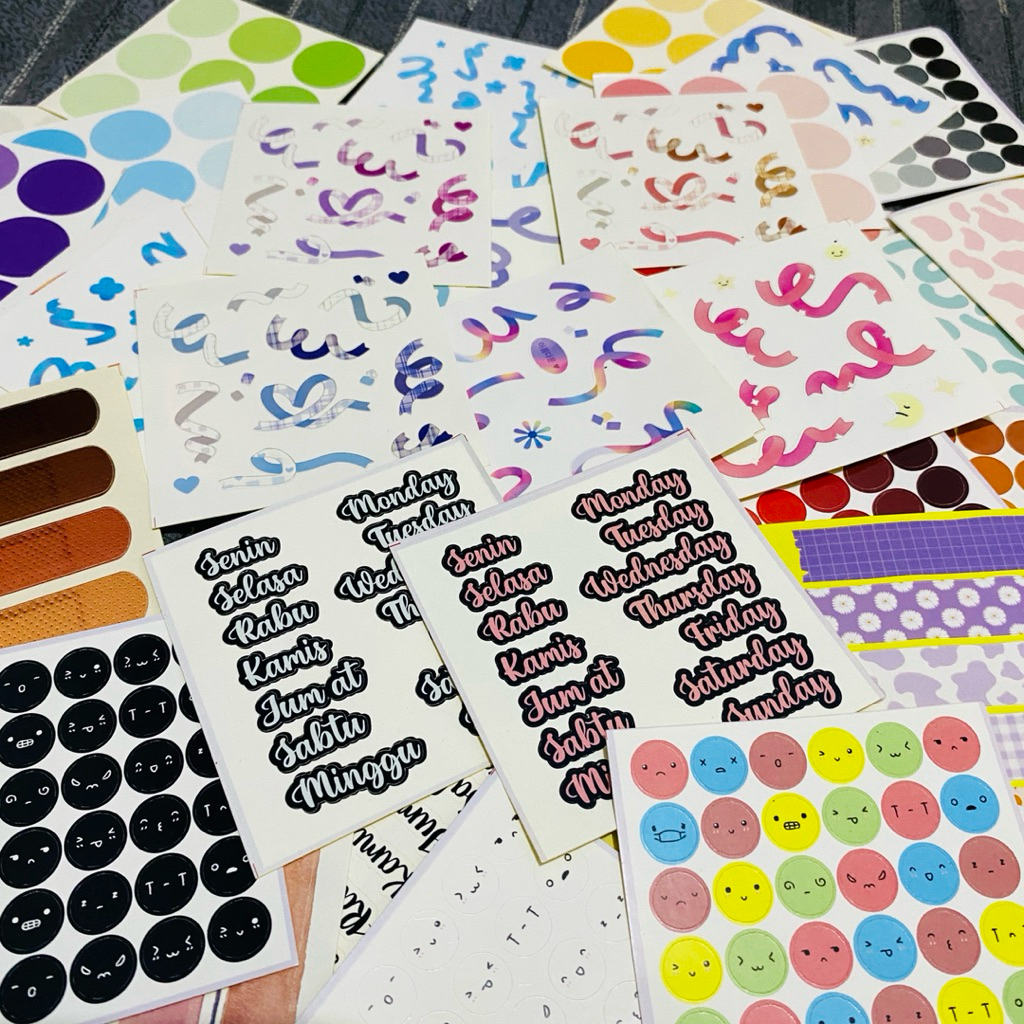 

(4) Stiker Confetti Aesthetic | Spiral Tape & Dot Sticker Lucu untuk Journaling & Planner