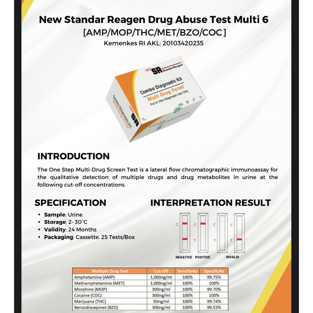 SR Multi 6 Parameter Multi Drugtest