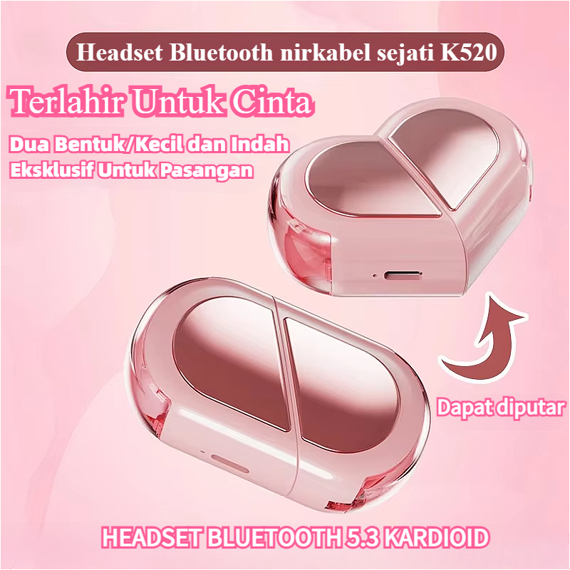 Creative Rotatable Bluetooth Earphone, untuk Android/iPhone Love TWS 5.3 Wireless Earphone, Deformat