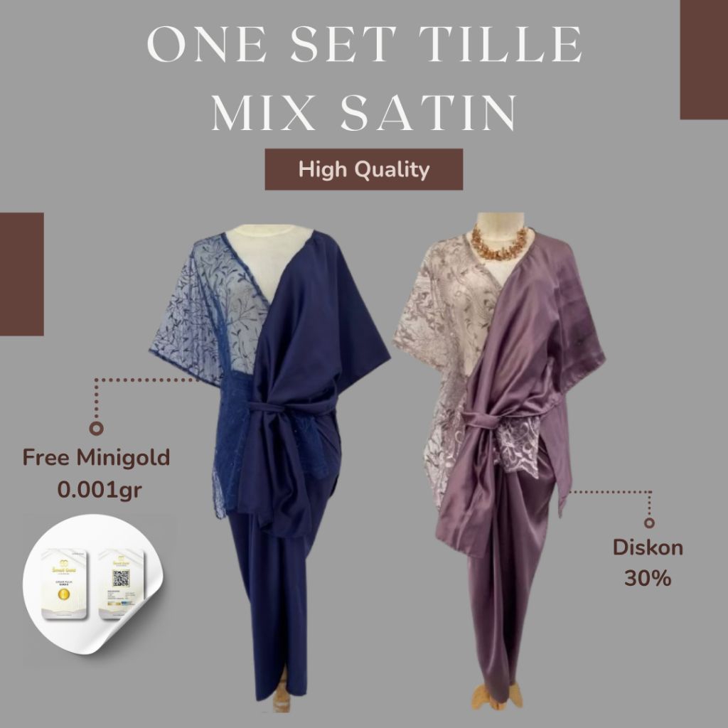 Oneset Outer Brokat Kebaya Baju Kondangan Mix Satin Premium