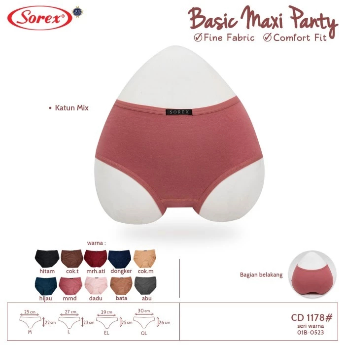 CD SOREX 1178 BAHAN AKTUN MIDI - CD SOREX ART 1178 BASIC MAXI PANTIES / CD Sorex 1178 | Sorex Celana