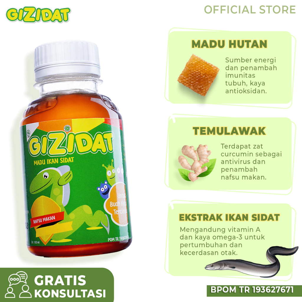 

Gizidat Madu Anak Multivitamin Meningkatkan Nafsu Makan Anak Penambah Berat Badan Imunitas