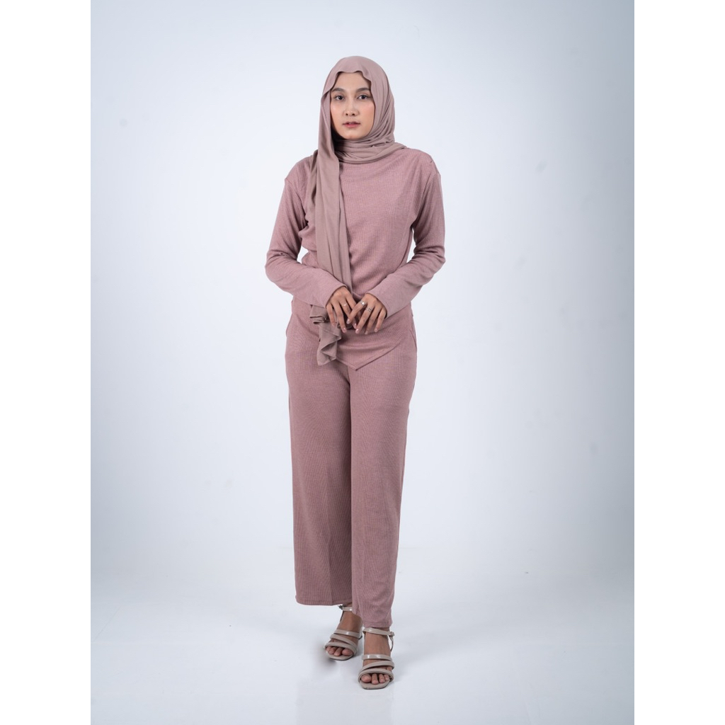 Stelan KNIT RIB ruby one set untuk wanita remaja dan dewasa