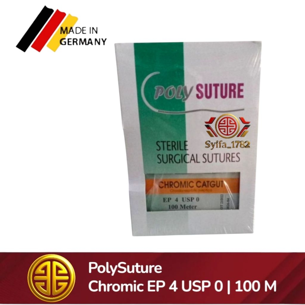 Poly Suture Chromic EP 4 USP 0 Panjang 100 m medical surgical steril