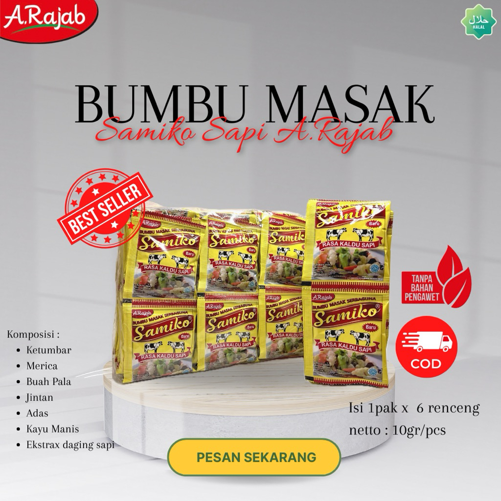 

BUMBU MASAK SERBAGUNA SAMIKO SAPI DAN SAMIKO AYAM 10gr (1 PAK)