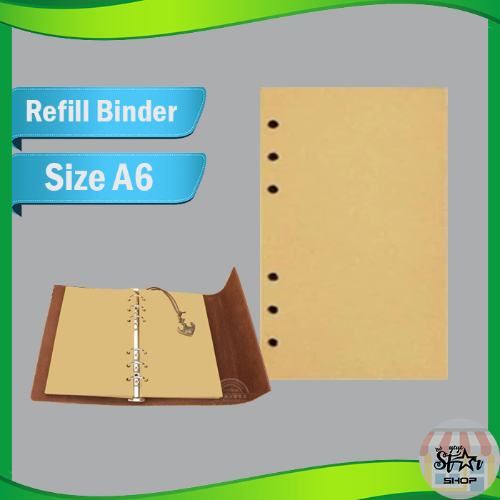 

50 Lembar Refill Buku Binder Kertas A6 Loose Leaf Coklat Vintage Lubang 6