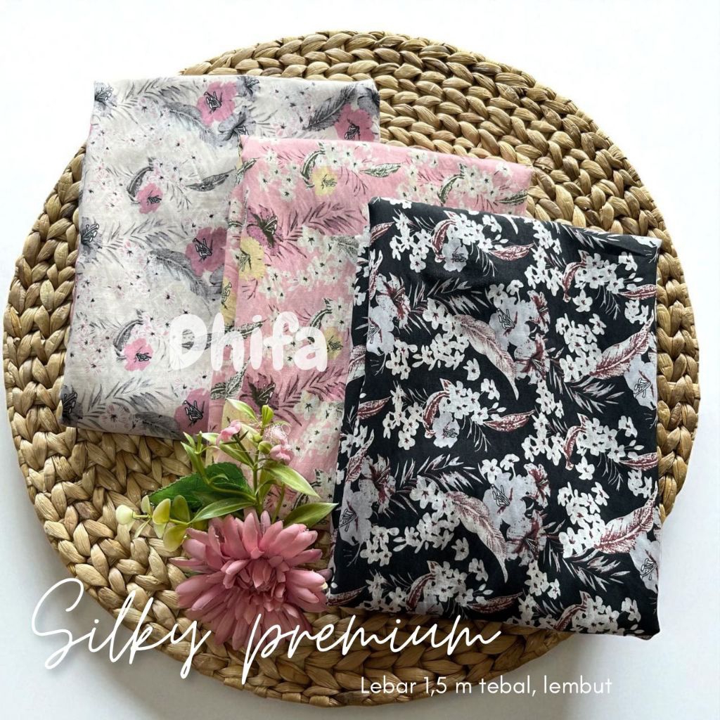 kain katun motif bunga bahan silky premium motif bunga bahan untuk gamis