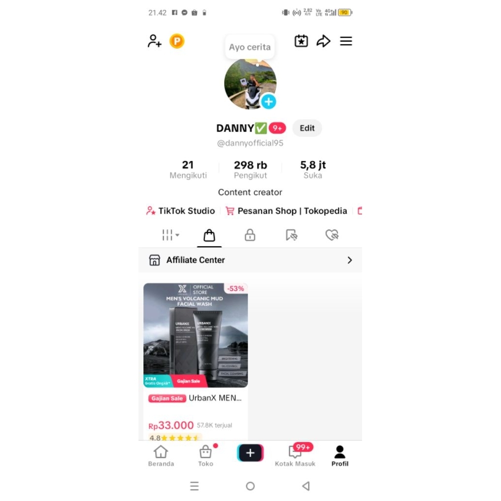 AKUN TIKTOK 298K FOLLOWERS REAL INDO