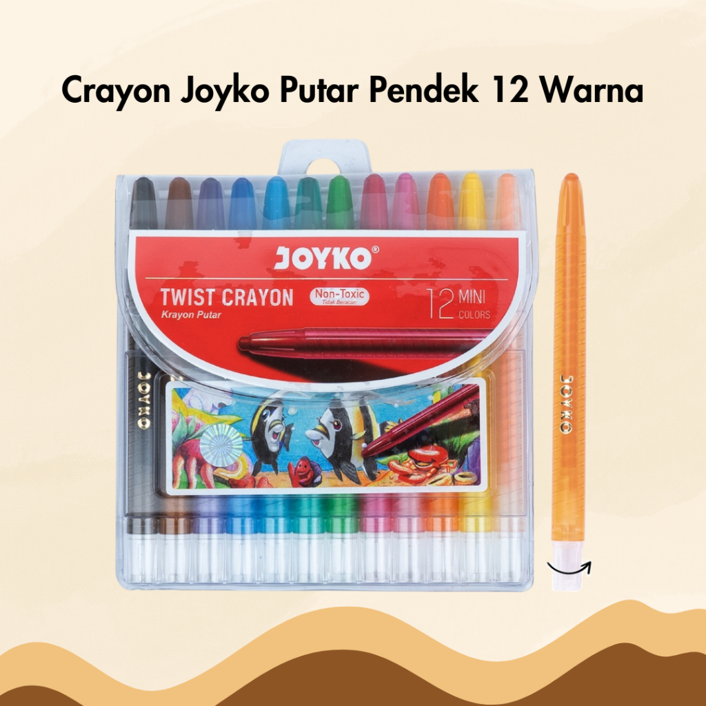 

Crayon Joyko Putar 12 Warna Pendek Mini TWCR-12S Krayon Pastel Twist