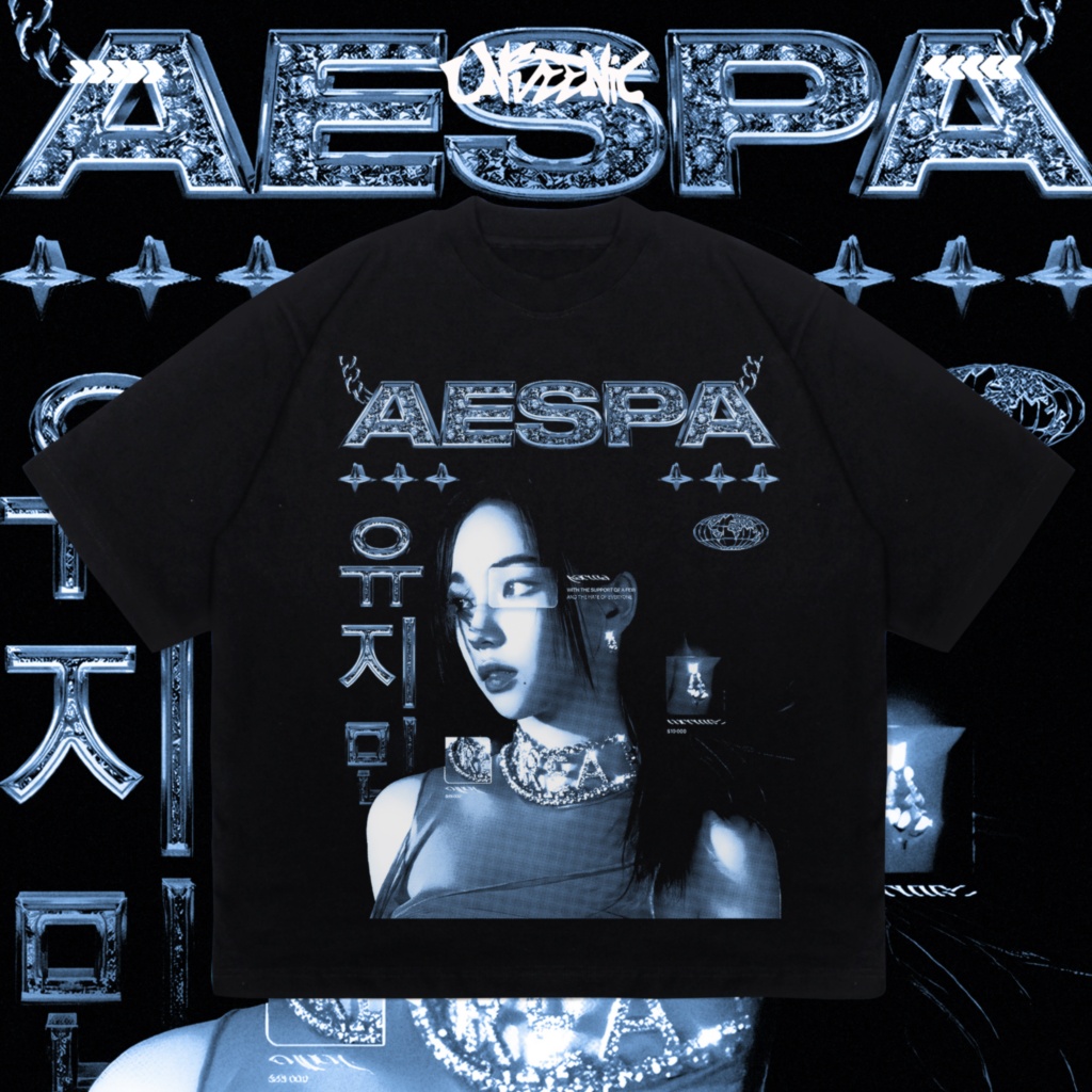 Unseenic T-shirt Boxy Oversized Karina Aespa Kaos Hitam Pria Wanita