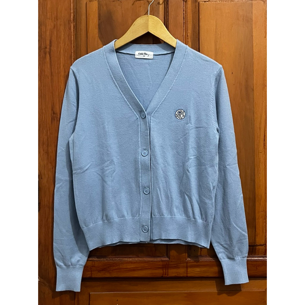 Preloved Keith Haring-Cardigan vneck baby blue
