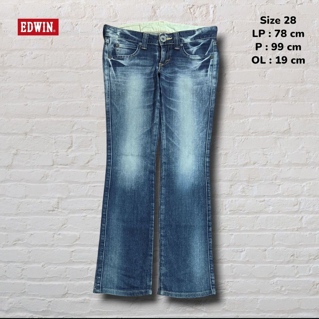 Size 28 Celana Panjang Longpants Jeans Edwin Blue Trip 503 Blue Washed Fading Bootcut Original Secon