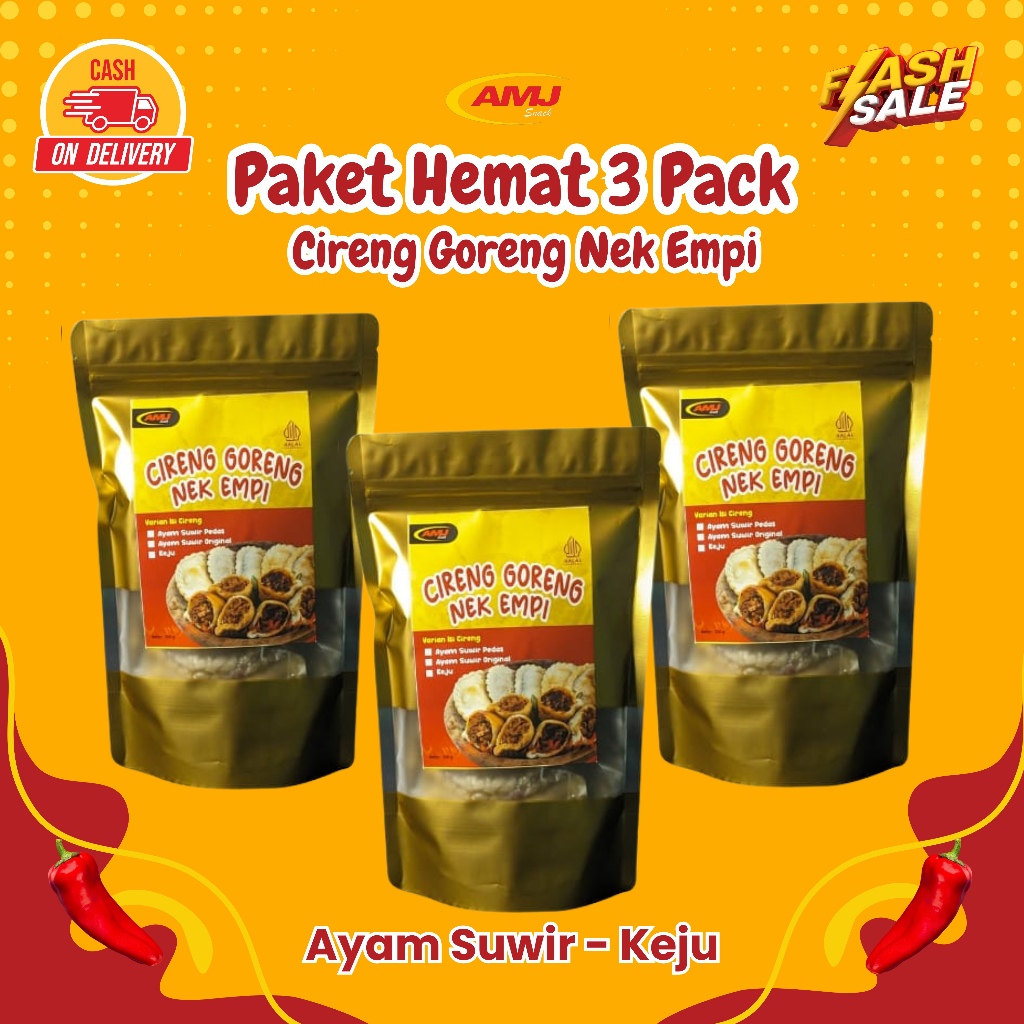 

AJM - Cireng Goreng Nek Empi 3 Pack Pedas Original Ayam Suir Keju