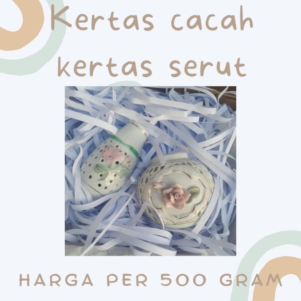 

Kertas Cacah warna putih / Kertas serut / Shredded Paper / Kertas hampers isi 500 gram