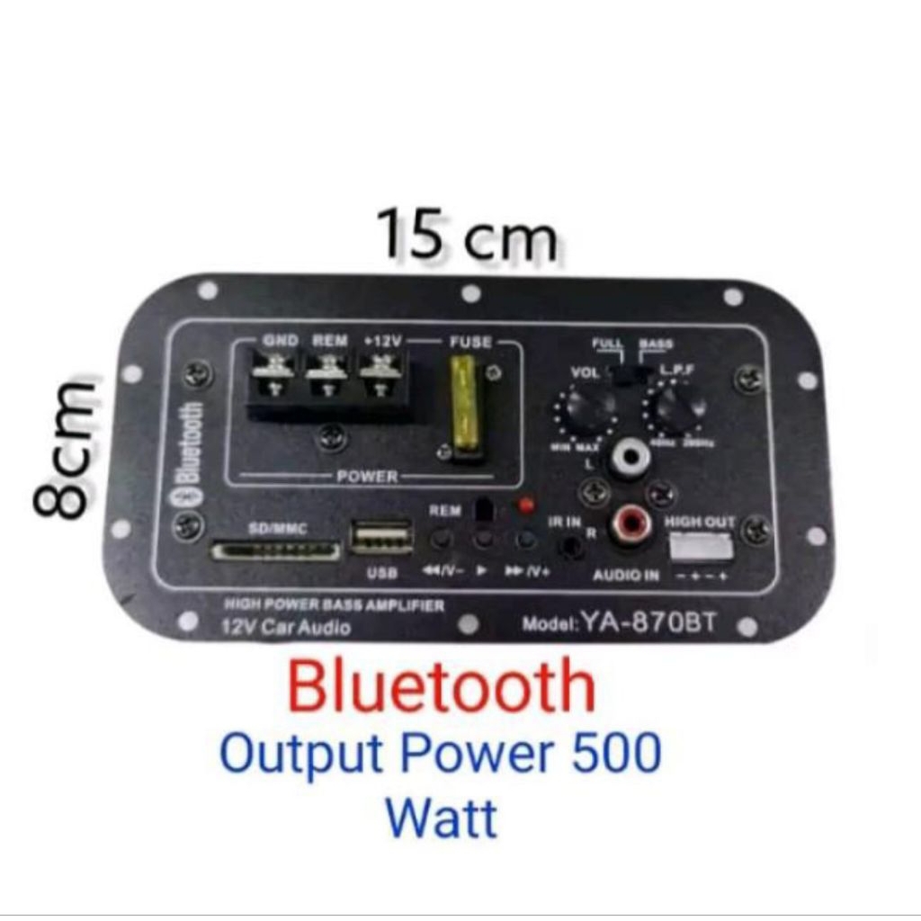 Power kit Aktif Audio Mobil Subwoofer YA-870BT Bluetooth