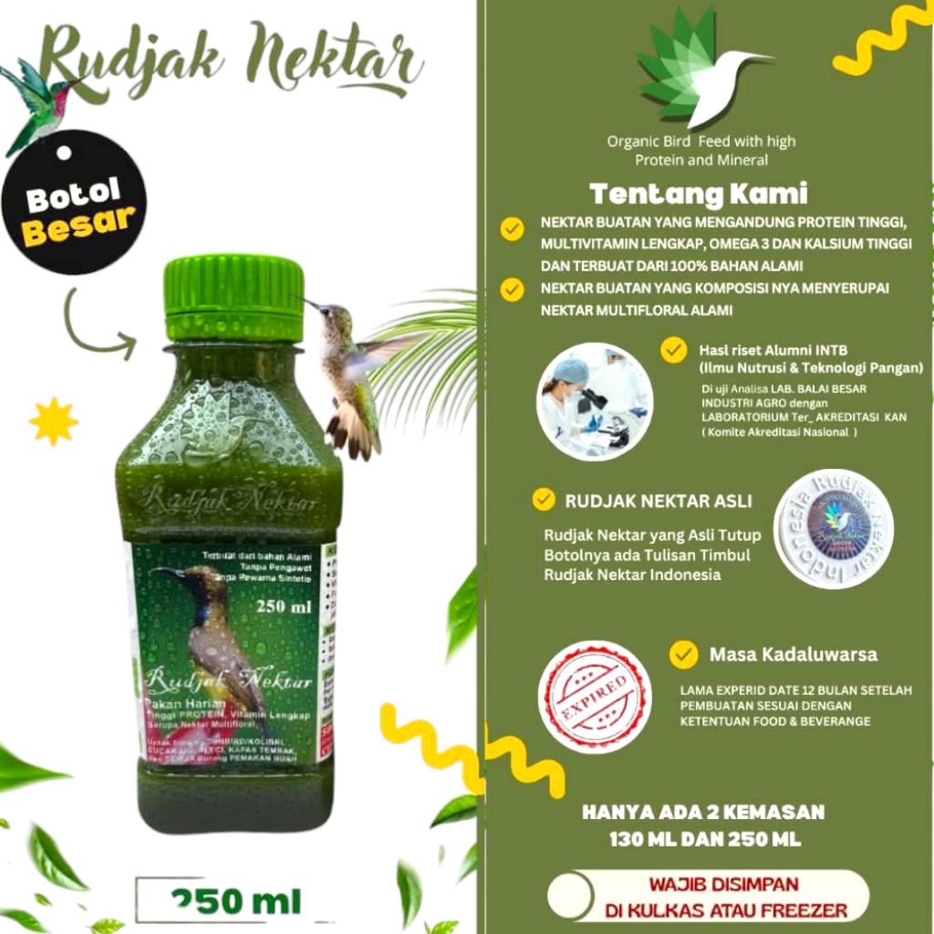 Rudjak nektar | rujak nektar 250ml nektar pakan harian kolibri ninja sogon