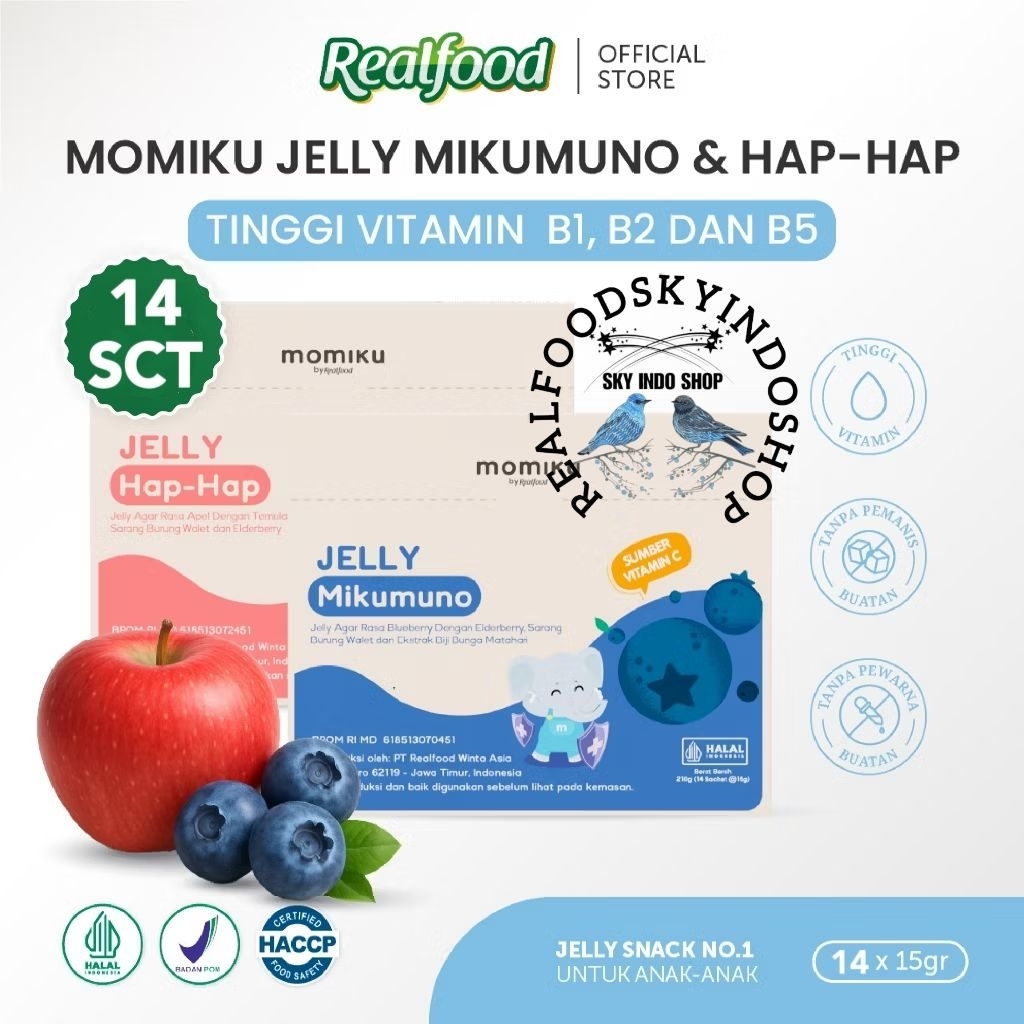 

Realfood Momiku Jelly Hap Hap & Jelly Mikumuno 14 Sct ( Cemilan Sehat Buat Si Kecil Dengan Formulasi Buah Dan Sarang Burung Walet ) RSIS