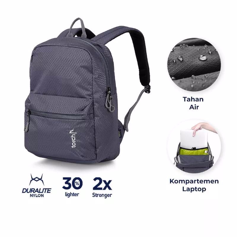 Tas Ransel Torch Hwado Abu - Backpack Torch Grey - Tas sekolah Pria & Wanita