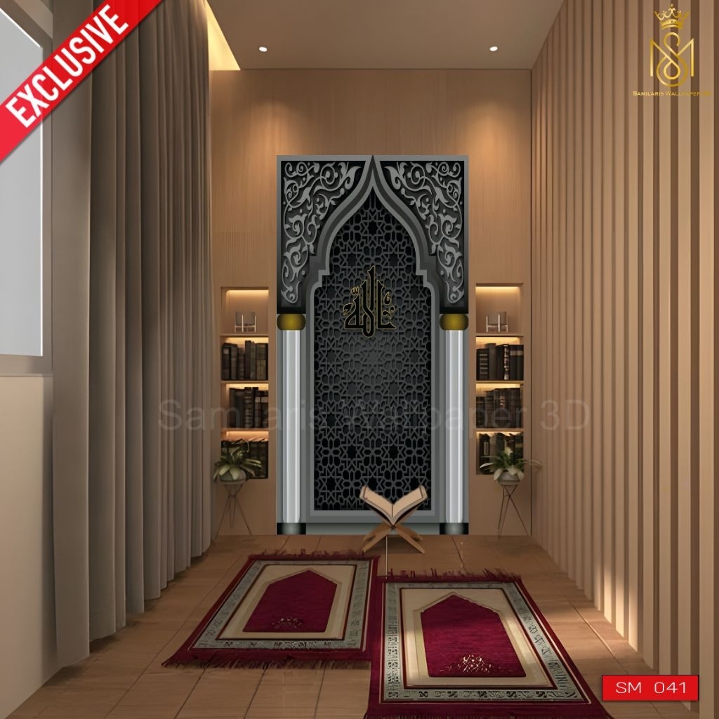 Wallpaper Dinding 3D Mihrab Mushola | Stiker Mushola Rumah Minimalis Islami