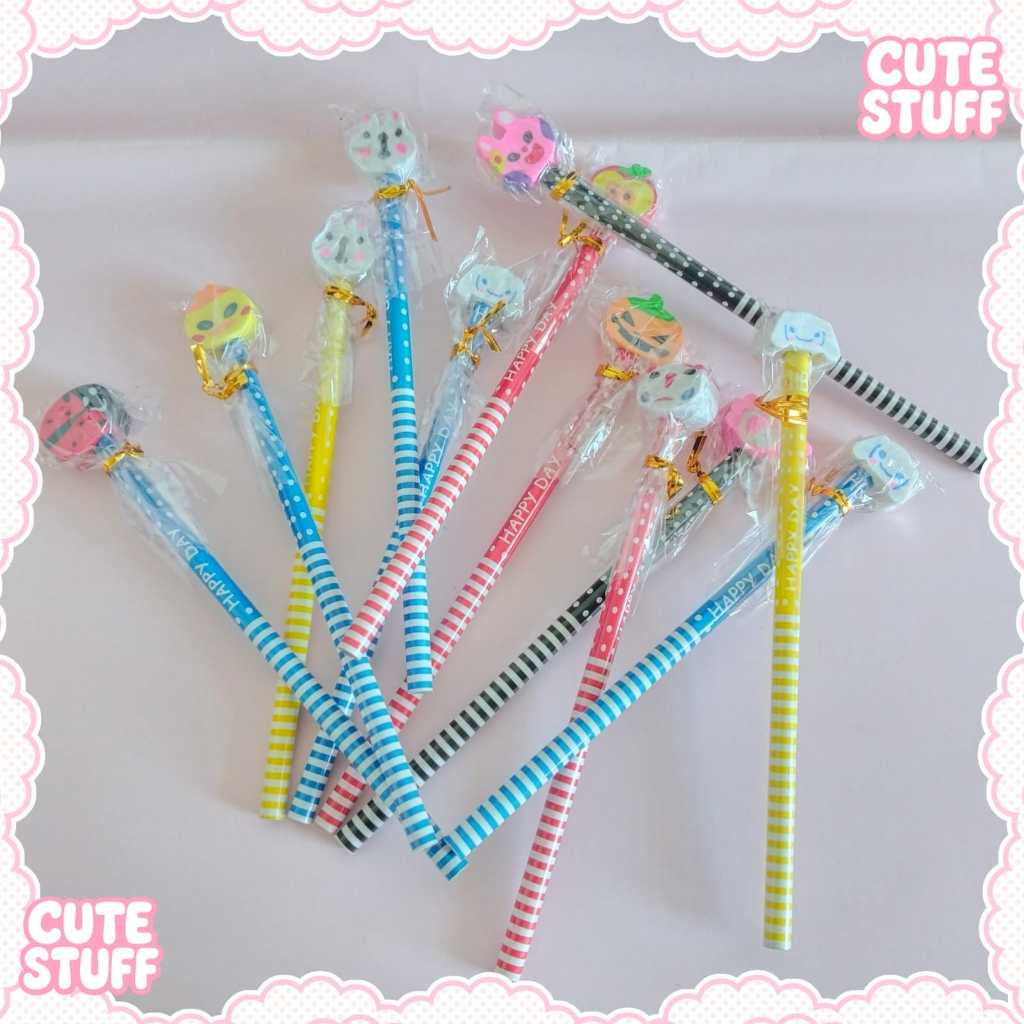 

❤️CS❤️ Pensil Kayu + Penghapus Pencil Eraser Lucu Karkter Hewan Warna Warni