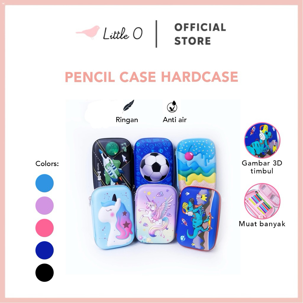 

LITTLE O PREMIUM 3D JUMBO Pensil Case Hardcase Pouch Serbaguna Tempat Pensil Gambar Timbul Bahan Premium Bag Multifungsi