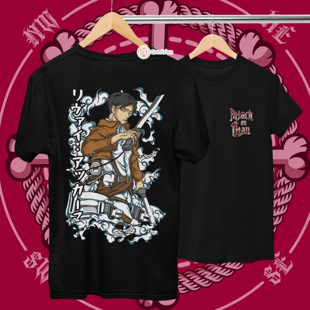 KAOS LEVI ACKERMAN ATTACK ON TITAN - KAOS BAJU LEVI ANIME ATTACK ON TITAN 1, KAOS SABLON, SABLON DTF