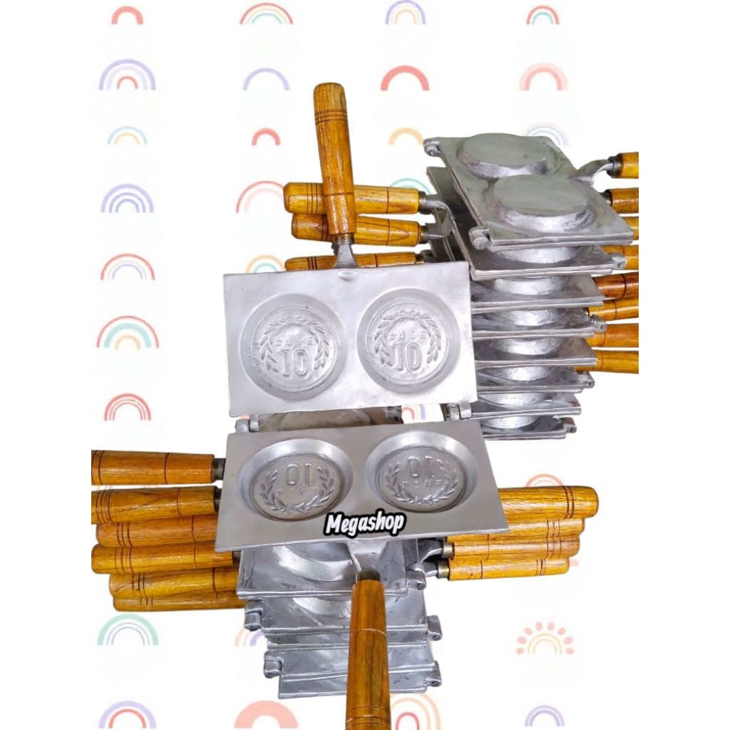 Cetakan koin 10 yen jepang doubel anti lengket waffle pancake