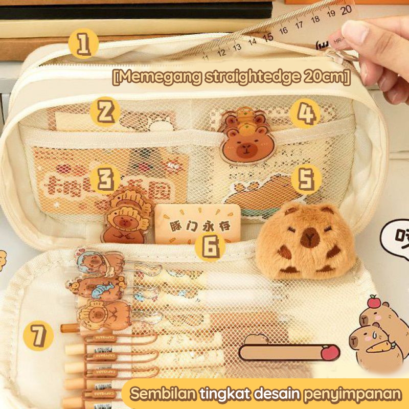 

【COD】Tempat Alat Tulis Sekolah Aesthetic Korea - Tas Pensil Minimalis, Kapasitas Besar Anti Penuh, Bonus Sticker Lucu