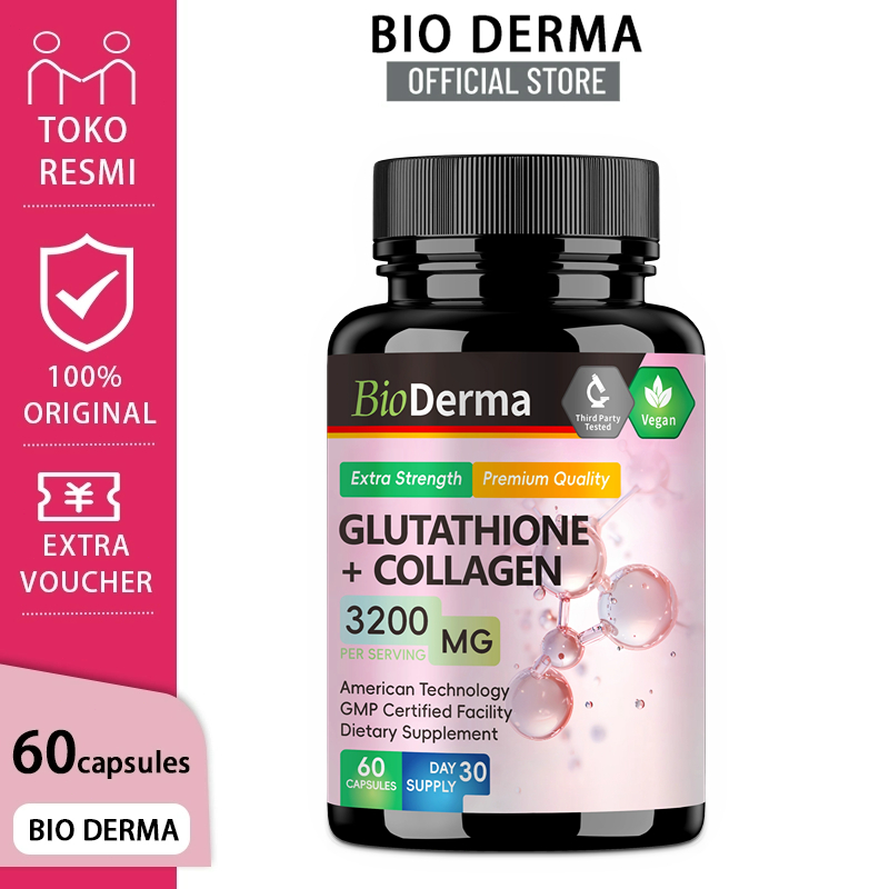 Bioderma Glutathione + Collagen,cerahkan kulit alami,tingkatkan elastisitas,hasil maksimal 60 kapsul