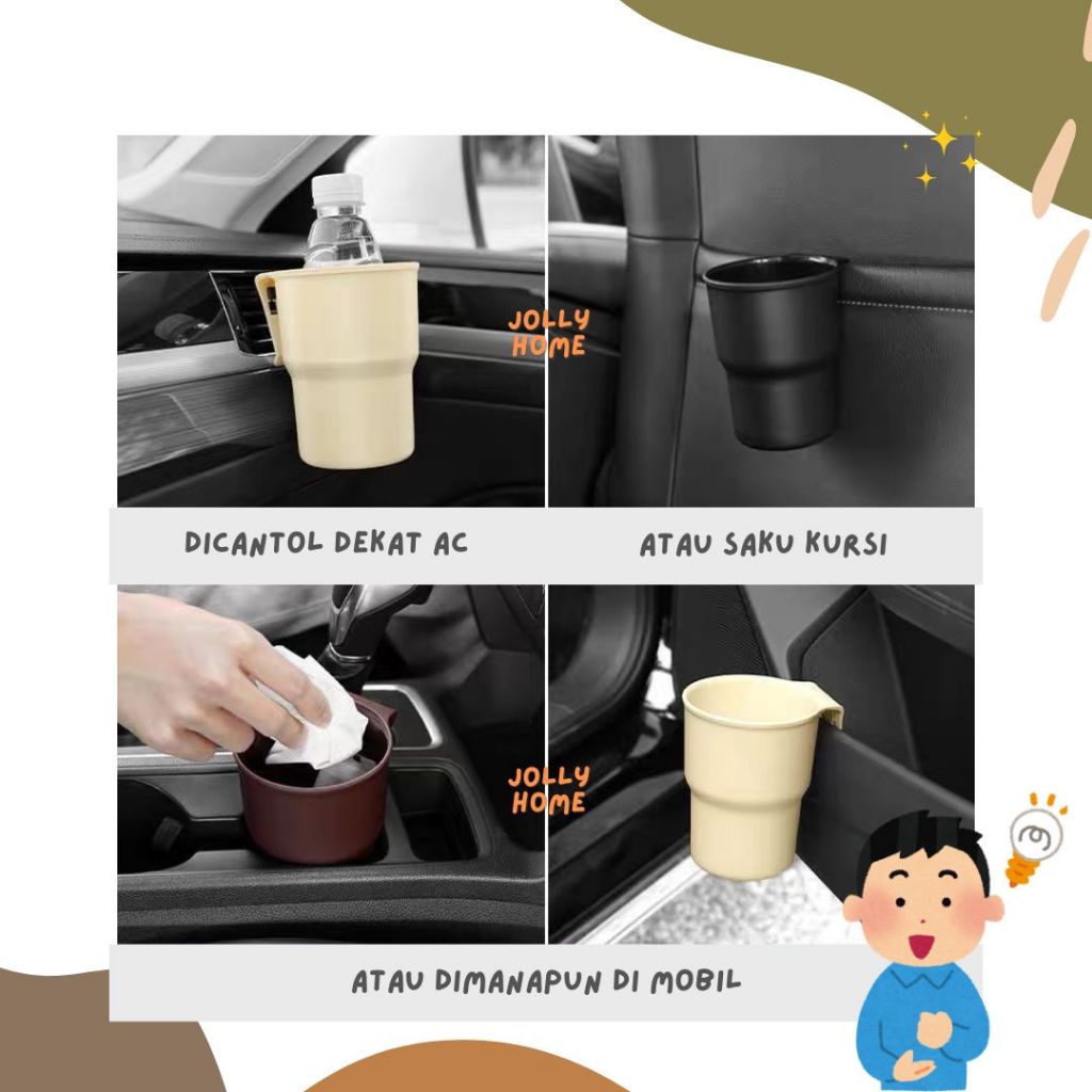 HOT PRODUCT NEW Tempat Sampah 2in1 Asbak Mobil MOTOR Tempel Gantung Dudukan Bentuk Tempat Gelas