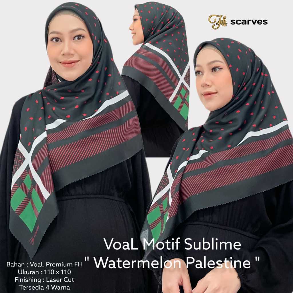 FH Scarf Jilbab Voal Premium Motif Semangka Palestine Series
