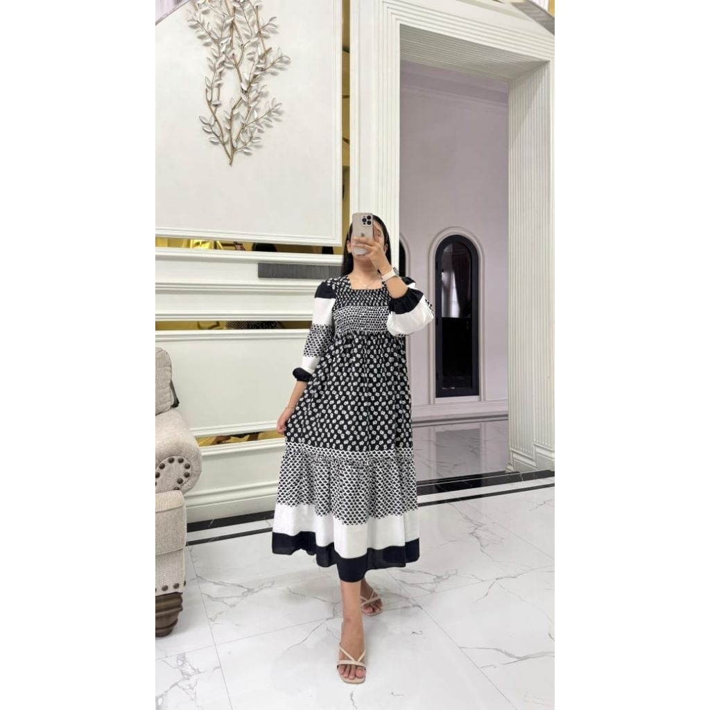 SABRINA DRESS SMOKE RAYON PREMIUM//DRESS SMOKE//DRESS KEKINIAN/DRESS TERMURAH