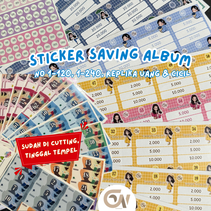 

Sticker Saving Album Menabung 120 hari, 240 hari, Replika Uang dan Nabung Cicil Sudah di Cutting Cherry Cute Store