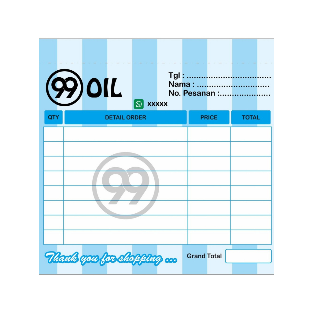 

Nota Olshop Custom 1/6 folio 2 ply isi 100 lembar desain elegan, murah