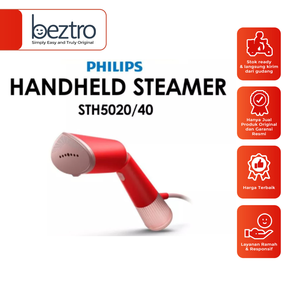 Philips Steamer Genggam STH 5020 /40 - Portable Handheld Steamer Red Merah STH5020/40